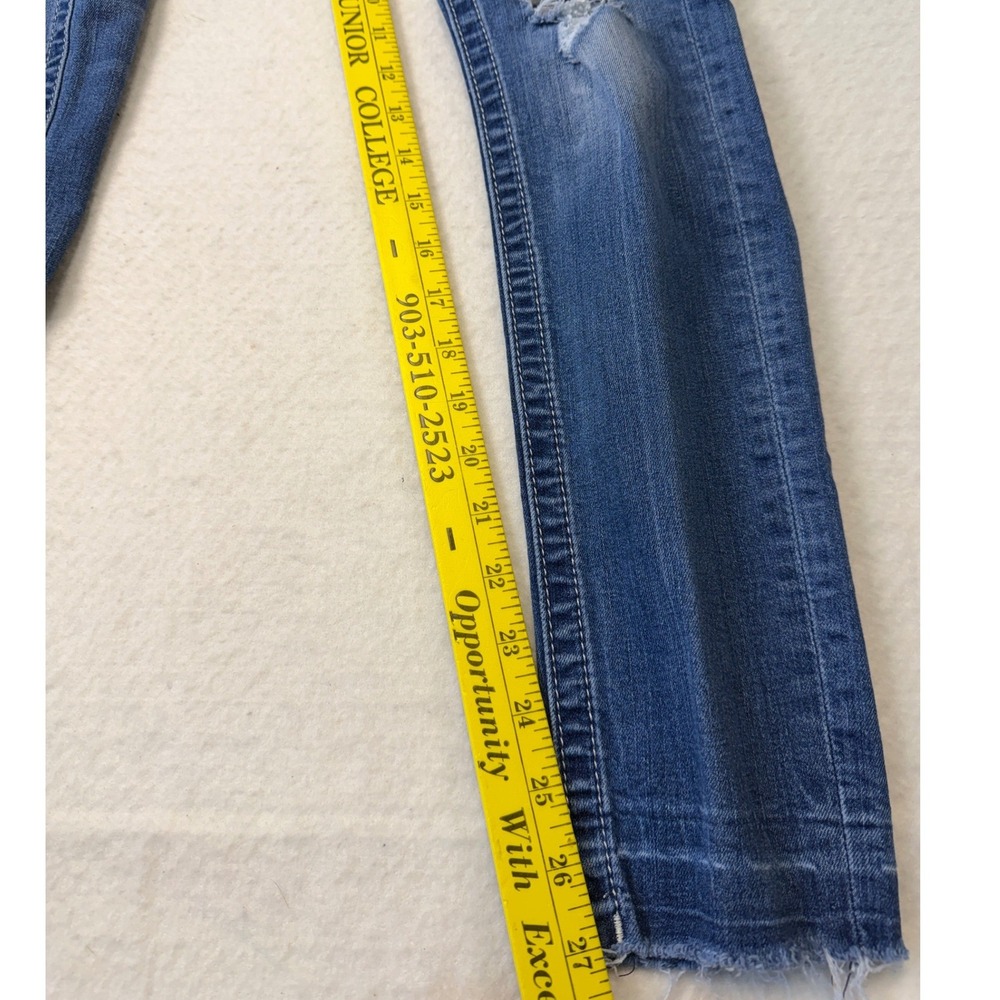 Miss Me Mid-Rise Skinny Jeans 26 Medium Wash Distressed Ripped Frayed Hem Denim - Picture 7 of 12